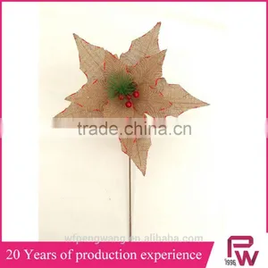 Cheap Price Linen Poinsettia Christmas Decorations thumbnail-6