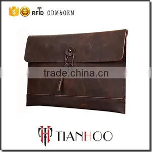 Crazy Horse Genuine Leather Clutch Briefcase Laptop Bag for MacBook Air or Apple Ipad thumbnail-1