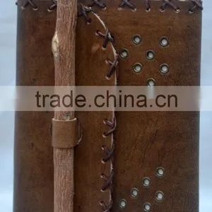 Handmade Vintage Leather Notebook With Pencil thumbnail-1