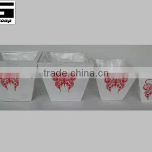 White Wash Samll Indoor Wooden Flower Pots thumbnail-1