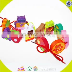 Wholesale Wooden Happy Threading Toy for Kids, Beautiful DIY Wooden Multitype Blocks Threading Toy for Children W11E041 thumbnail-3