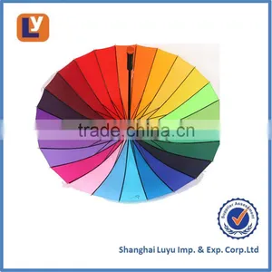 27" Golf Rainbow 24ribs Umbrella in Pongee Fabric Umbrella to South America thumbnail-2