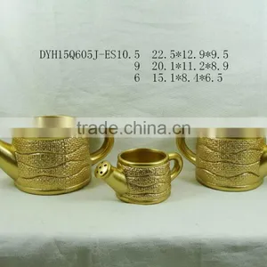 Golden Color Terracotta Flower Pot Christmas Various Shape Ceramic Flower Pot thumbnail-3