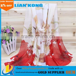 Custom Digital Print With Dandelion Pattern Scarf Silk Scarf Chiffon Scarf thumbnail-1