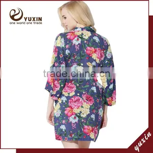 Wedding Bridal Party Short Cotton Floral Robe Floral Bridesmaid Robe FR0048 thumbnail-1