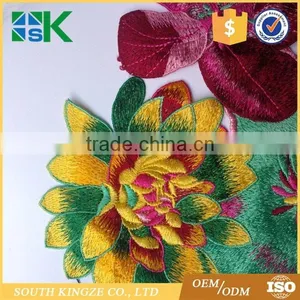 Wholesale 3D Blue Lace Patch Fabric Peony Applique Computer Embroidered Flower Stage Clothes Diy Accessories thumbnail-4