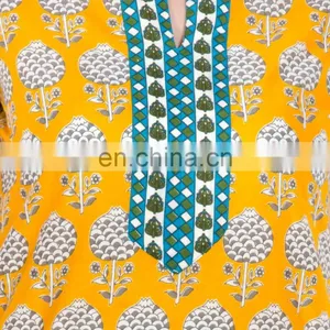 Premium Quality Fabric Yellow Color Leaf Print Casual Kurti for Woman thumbnail-3