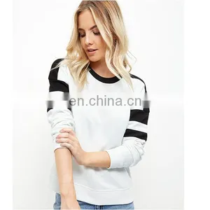 Fashion Design Autumn Clothes Stripe Print Sleeves Sport Plian T-shirt thumbnail-1