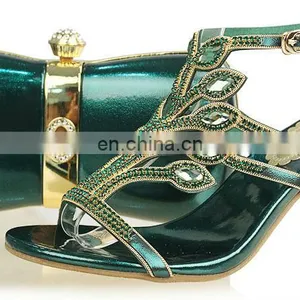 Hot Sell Nigeria Green Girls Shoes Low Heel Sandals thumbnail-1