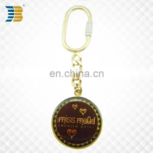 Custom Round Metal Gold Plating Keychain Print With Epoxy thumbnail-1