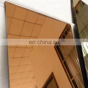 Gold Tinted Large Round Wall Silver Furniture Mirror for Decoration thumbnail-4