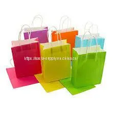 Cheap Small Size Paper Bags With Handles Paper Gift Bag Shopping Bags Flower Packaging Bag Grocery Bags Carrier Bags thumbnail-1
