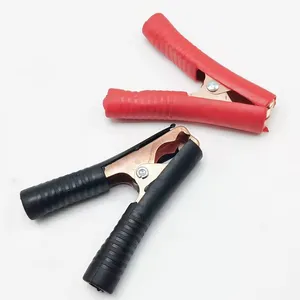 Brass Spring Rubber Coated Handle Iron Copper Nickel Plated Battery Clip Alligator Clip thumbnail-1