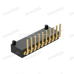 Dnenlink 1.27mm Pitch Single Row H4.0mm Plane Contact Right Angle DIP Type Female Header PogoPin Header With Peg thumbnail-2