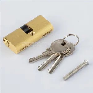 Anti-theft Rust-proof Gold Color Oval Shaped Double Open Brass Lock Cylinder thumbnail-3