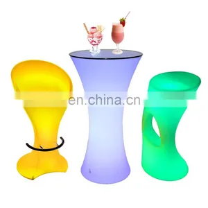 Garden Furniture Light up Patio Table Rgb Plastic Wine Hotel Chair Rechargeable Led High Table Bar Stools thumbnail-1