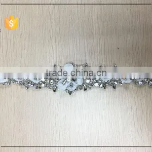 Wholesale Bridal Rhinestone Appliques With Organza Flower thumbnail-5