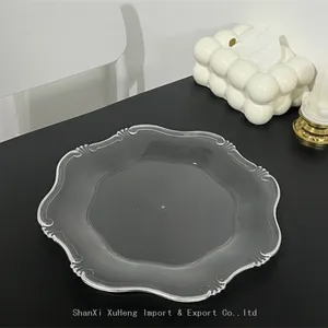Wholesale Silver Rim Clear Charger Plates Wedding Party Plastic Table Dishes And Plates thumbnail-2