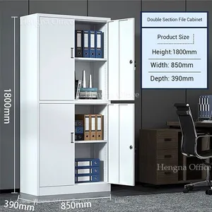 Vertical Metal Storage Cabinet MOS264 With Full-length Glass Doors|H1850mm Electrostatic Spraying| Filing Organizer for Showroom and Reception Area thumbnail-1
