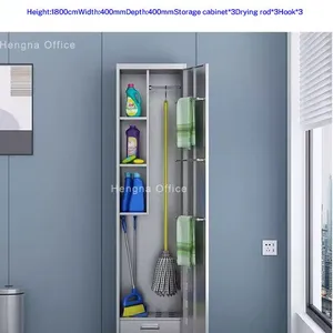 Compact Janitorial Cabinet for Small Office Storage | Multi-Functional Cleaning Station With High-Quality Steel thumbnail-3