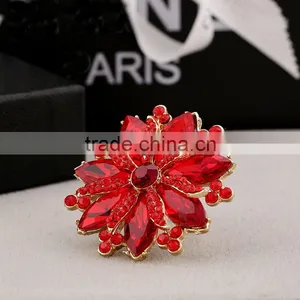 Multi Crystal Gold Ring With Big Flower Woman Finger Ring thumbnail-2