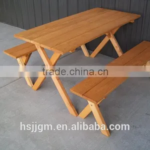 Outdoor Wooden Picnic Camping Table and Bench thumbnail-1