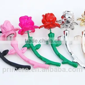 Vintage Stereo Rose Earrings Paint Piercing Stud Earrings Punjabi thumbnail-5