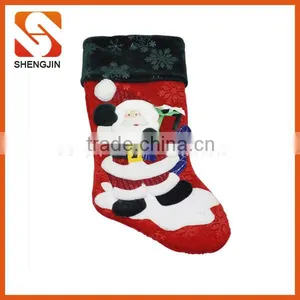 SJ-6953 Father Chirstmas Stocking Promotional Velvet Custom Christmas Socks thumbnail-1