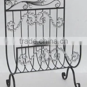 100610EA-iron and Crystal Magazine Holder thumbnail-1