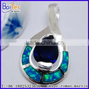 925 Sterling Silver Created Opal And Garnet Diamond Jewelry Pendants And Charms thumbnail-3
