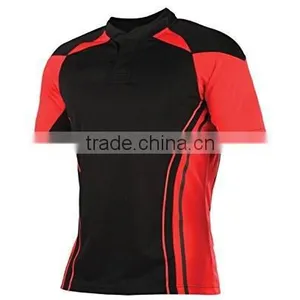 2015 Red&black Custom Cheap Sublimation Rugby Shirts Jersey Rugby Ream Wear Quality Choice thumbnail-1