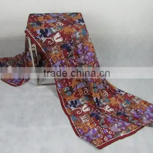 Digital Printed 100% Pure Silk Mask Pattern Long Silk Scarves thumbnail-1