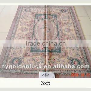 3x5 Handmade Aubusson Carpet Rug thumbnail-1