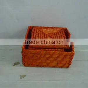 Orange Lacquered Rattan Coasters thumbnail-1