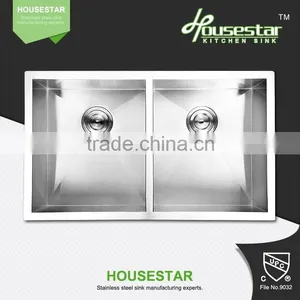 71544-3 New Product High Quality Undermount Double Bowl Handmade Stainless Steel Kitchen Wash Sink thumbnail-4