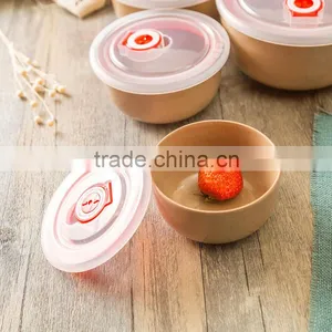 Organic Eco-friendly Cheap Kitchen Rice Husk Fiber 4pcs Round Bowl thumbnail-1
