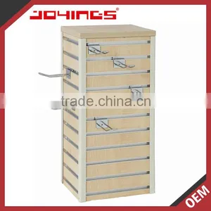 Cream Color MDF Slatwall Rotating Table Top Display Rack thumbnail-1