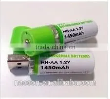 USB 1.2v AA 1450mAh NI-MH Battery Ready to Use Dwq thumbnail-1