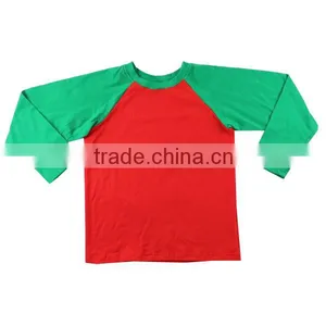 Wholesale Long Sleeves Kids Baseball Shirt Boutique Children Clothing Green Sleeves Baby Boys Raglan Shirt Red Christmas Raglan thumbnail-1