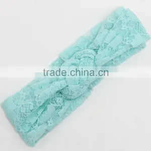 Wholesale 2016 New Knitting Cross Lace Headbands For Baby Girls / OEM Wholesale Kids or Women Elastic Wide Lace Headband thumbnail-4