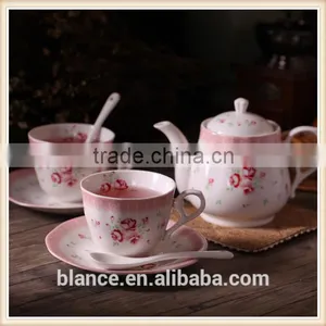 Rose Coffee Tea Set Cup/Saucer/Spoon Expresso Tasse Assiette thumbnail-3