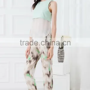 Cheap Price Woman Tops and Pants Colour Combination Suits Tank Tops With Pants Fashion Designs Suits Casual Wear thumbnail-1