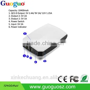 New Products 2016 Exclusive Black/white 2.4A External 3usb Charger Portable Power Bank QC 2.0 10000mah With LED thumbnail-2