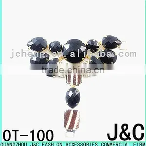 Zebra With Jet Acrylic Stones Gold Plating Fashionble Ladies Sandal Accessories thumbnail-1