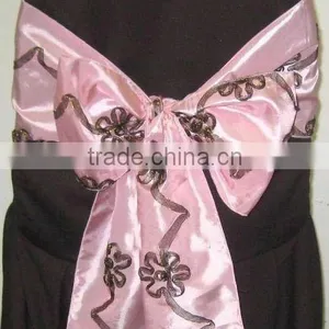 100%Polyester Ribbon Embroidered Chair Sash For Hotel/Banquet/Wedding/Party thumbnail-1