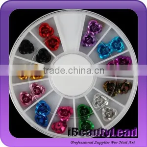 New Nail Decoration Nail Metal Rose Flower Rose Metal Different Colors thumbnail-1