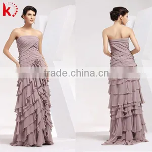 Elegant Ruffle Chiffon Long Chiffon Gown Manufacturers in China thumbnail-1