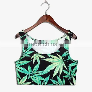 Latest Tops Designs Girls Sublimation Print Maple Leave Tank Tops N7-1 thumbnail-1