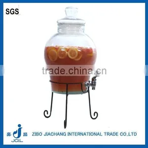 Glass Drink Dispenser With Tap and Iron Stand thumbnail-1