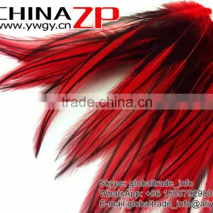 ZPDECOR Top Quality Feather Dyed Red Lace Pointy Rooster Cape Feathers thumbnail-3